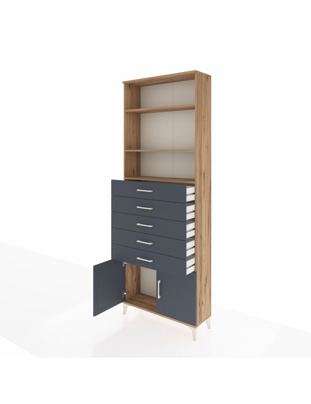 Arges Dolap 3 Raflı 5 Çekmeceli 2 Kapaklı 88x30x243 - S33M242V8A