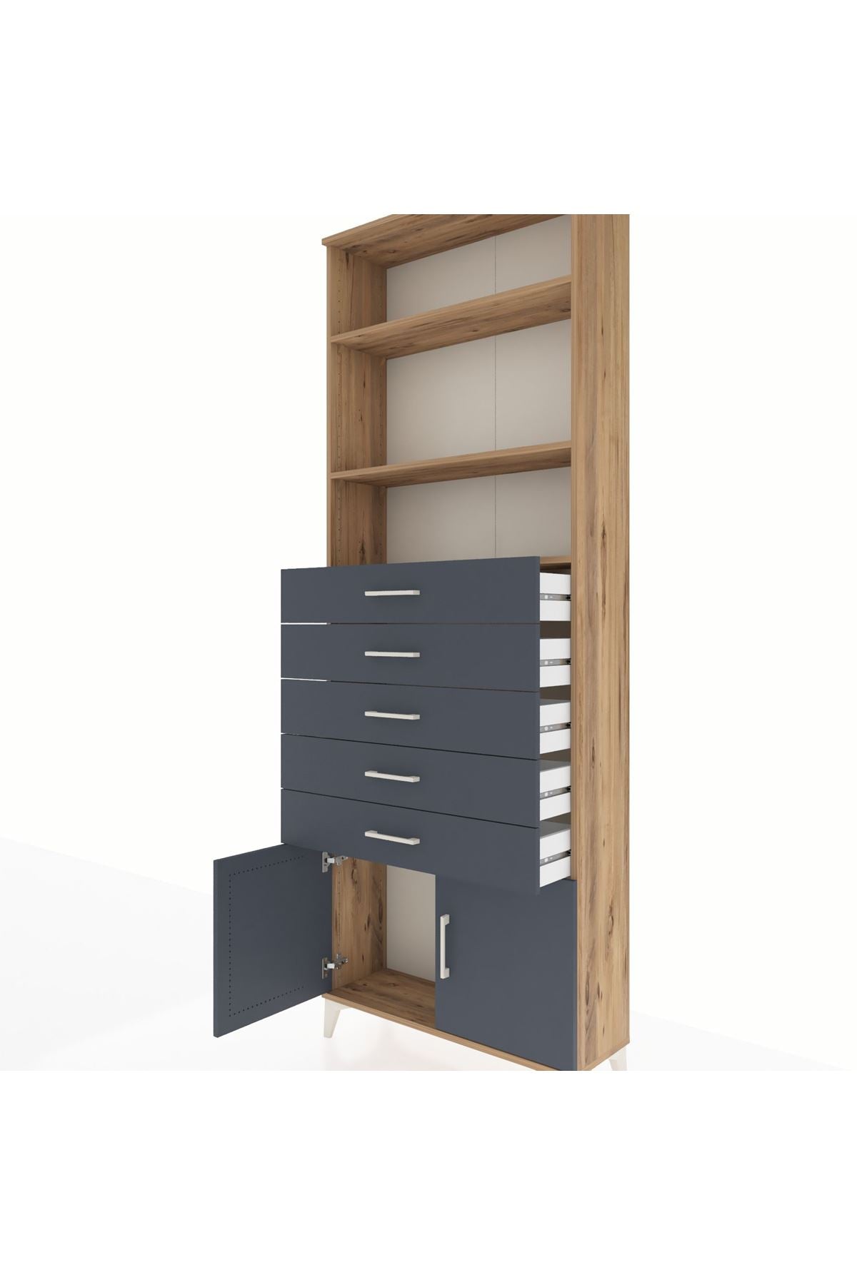 Arges Dolap 3 Raflı 5 Çekmeceli 2 Kapaklı 88x30x243 - S33M242V8A