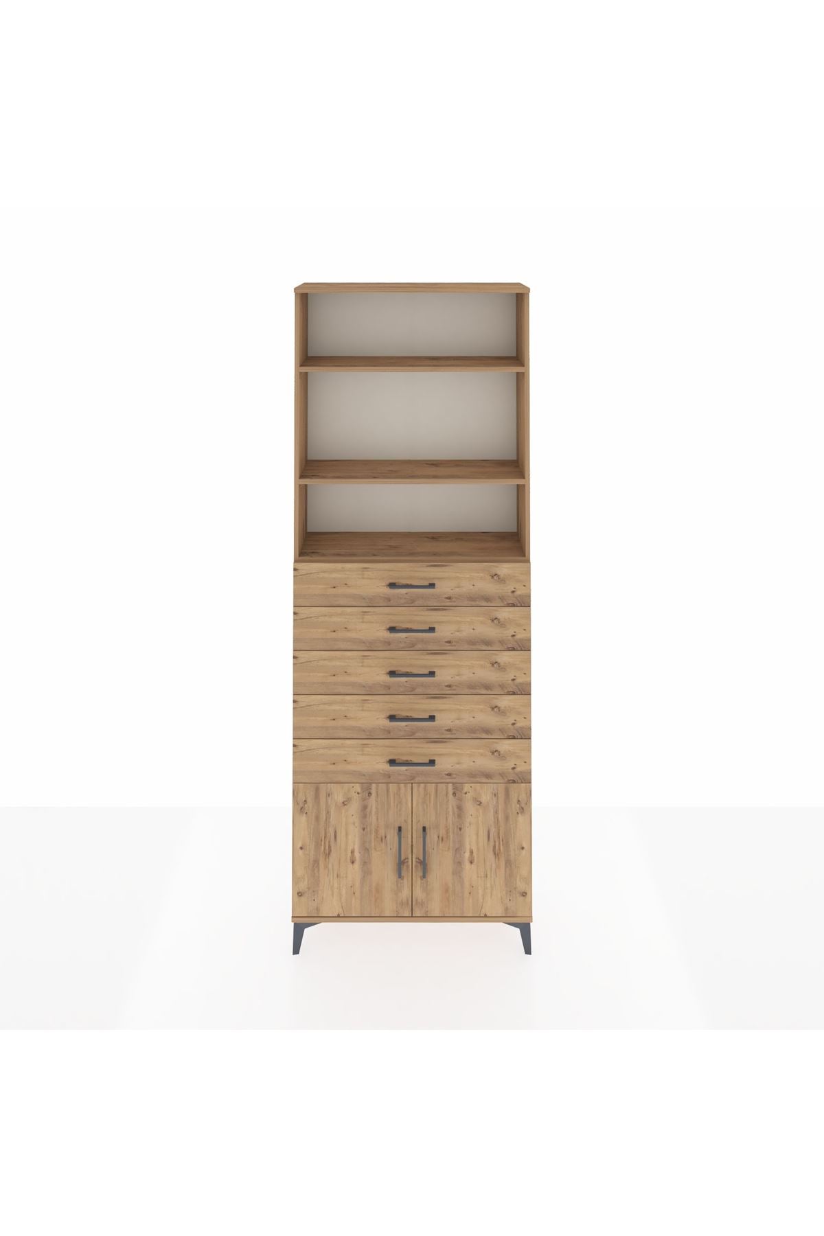 Arges Dolap 3 Raflı 5 Çekmeceli 2 Kapaklı 88x30x243 - S33M242V9A