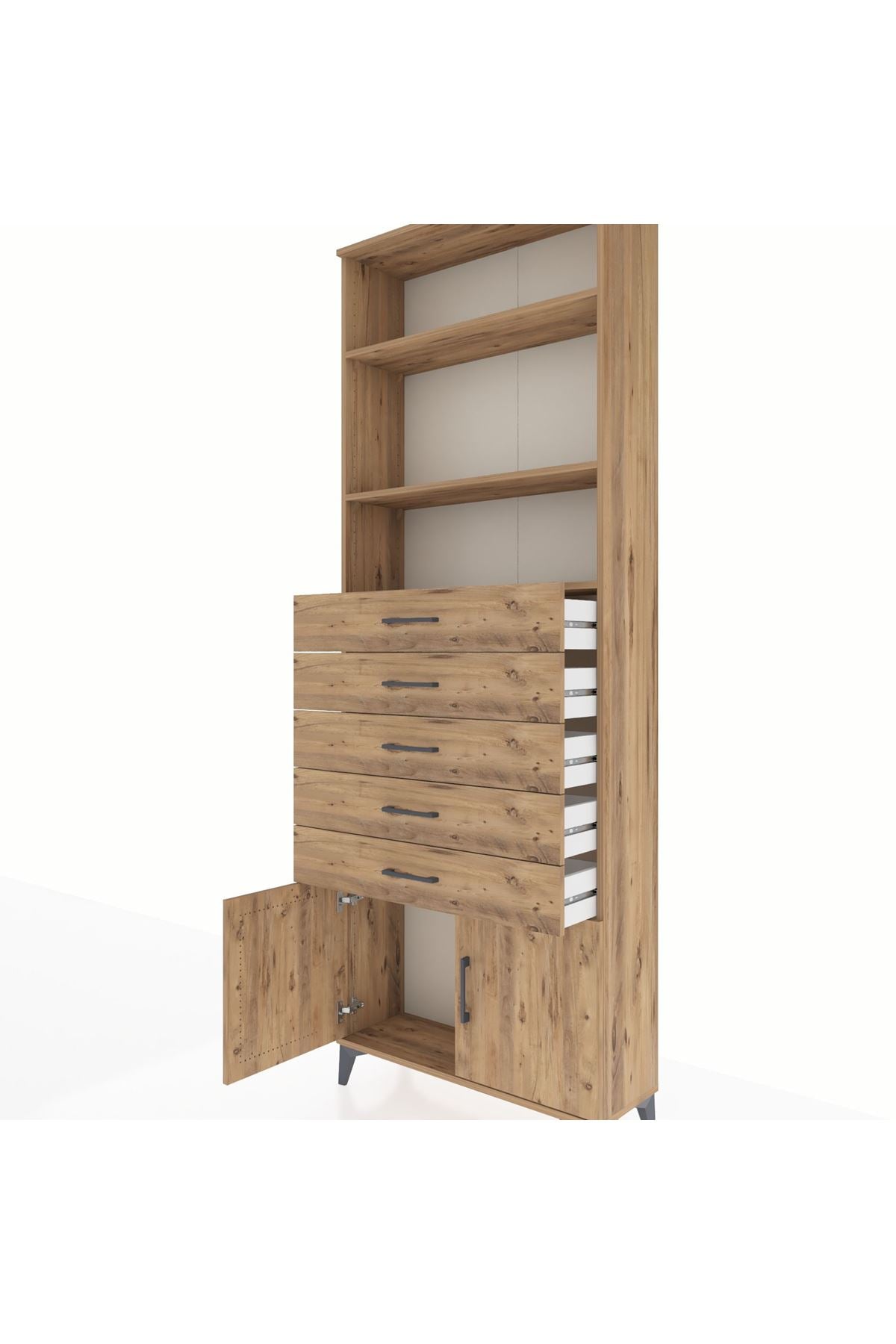 Arges Dolap 3 Raflı 5 Çekmeceli 2 Kapaklı 88x30x243 - S33M242V9A