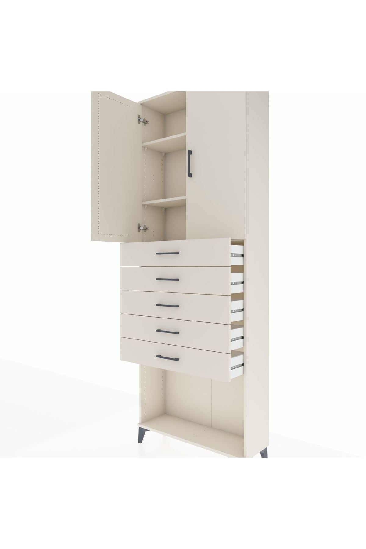 Arges Dolap 3 Raflı 5 Çekmeceli 2 Kapaklı 88x30x243 - S33M243V1A