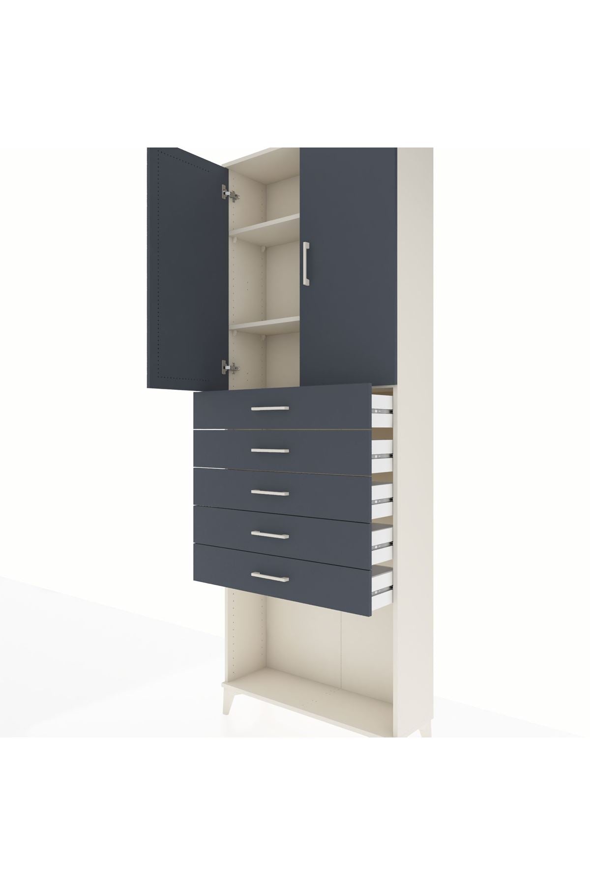Arges Dolap 3 Raflı 5 Çekmeceli 2 Kapaklı 88x30x243 - S33M243V2A