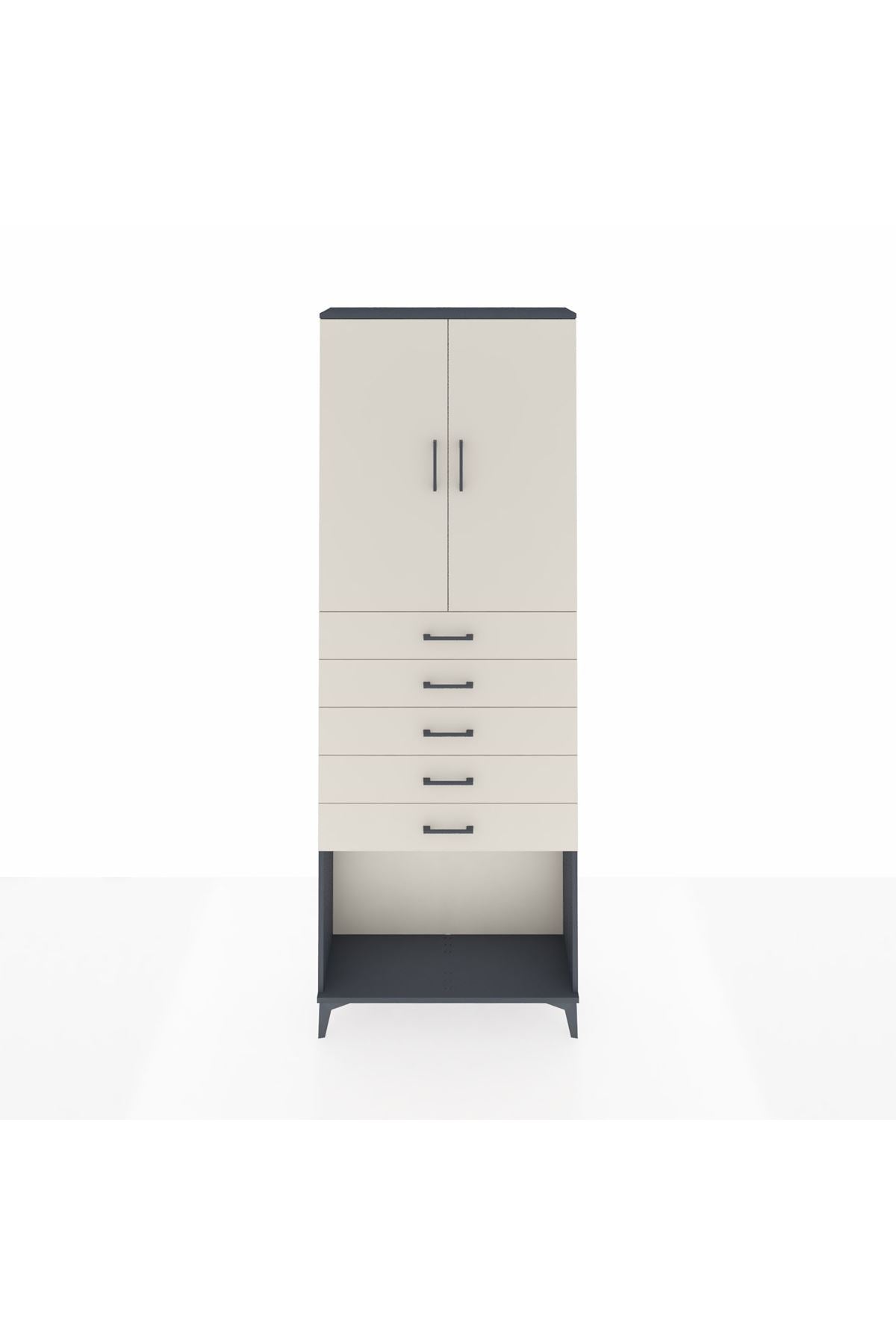Arges Dolap 3 Raflı 5 Çekmeceli 2 Kapaklı 88x30x243 - S33M243V4A