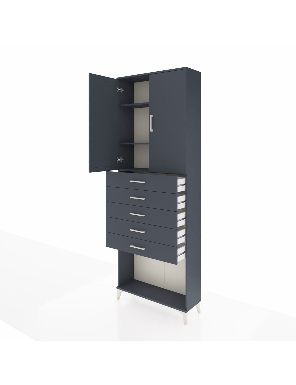 Arges Dolap 3 Raflı 5 Çekmeceli 2 Kapaklı 88x30x243 - S33M243V5A