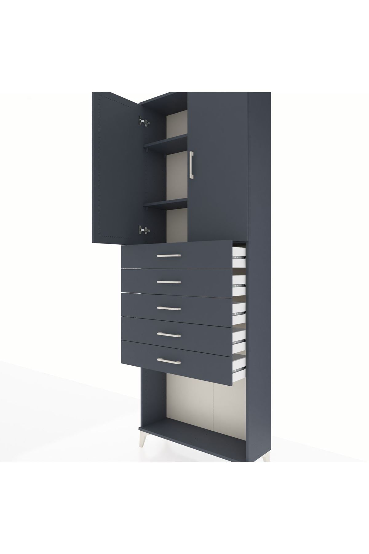 Arges Dolap 3 Raflı 5 Çekmeceli 2 Kapaklı 88x30x243 - S33M243V5A