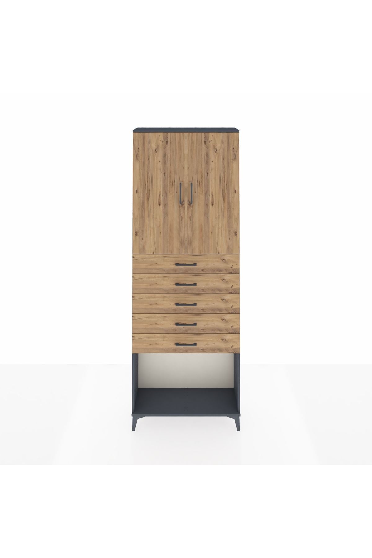 Arges Dolap 3 Raflı 5 Çekmeceli 2 Kapaklı 88x30x243 - S33M243V6A