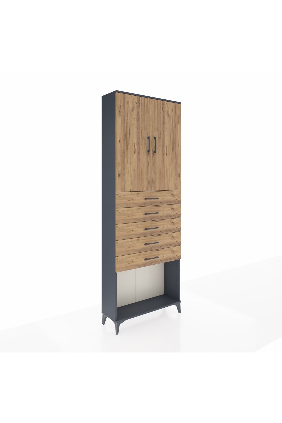 Arges Dolap 3 Raflı 5 Çekmeceli 2 Kapaklı 88x30x243 - S33M243V6A
