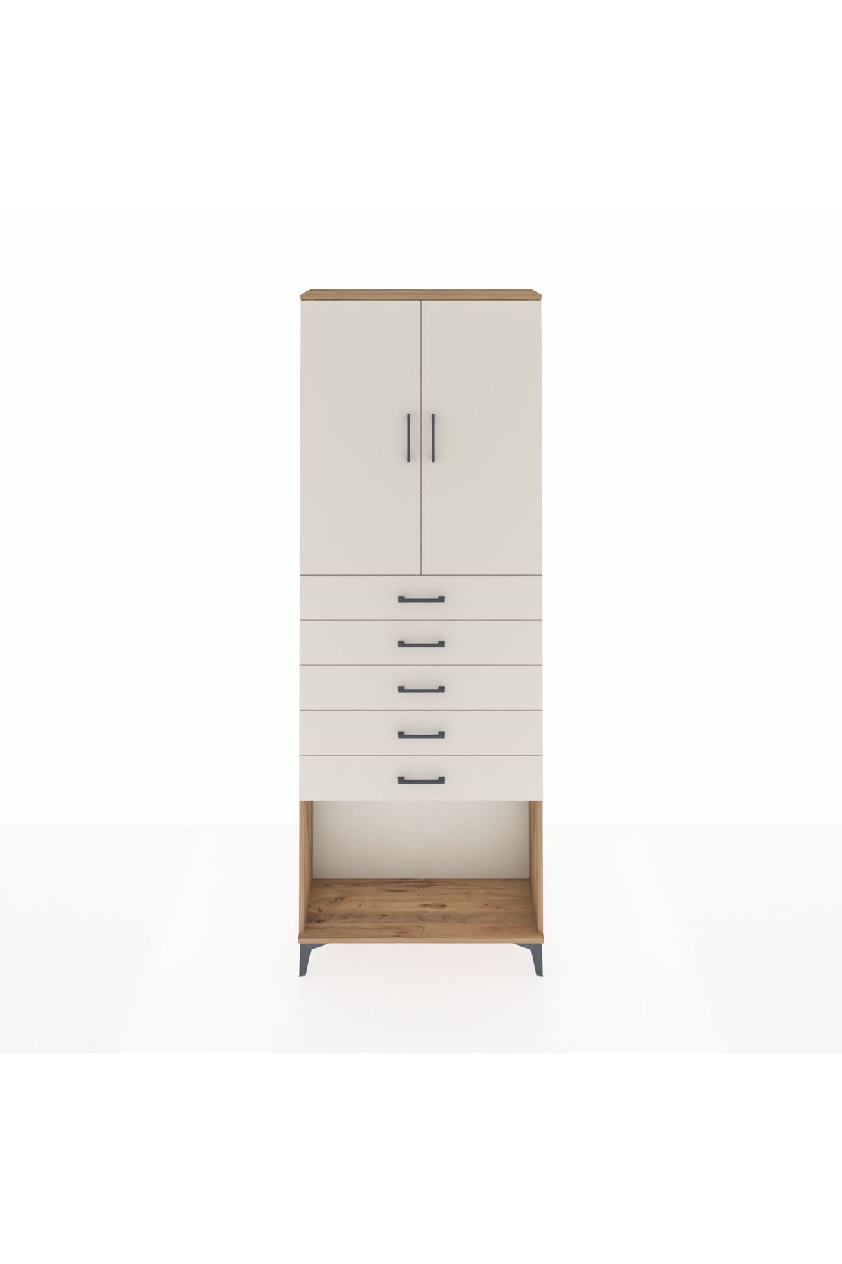 Arges Dolap 3 Raflı 5 Çekmeceli 2 Kapaklı 88x30x243 - S33M243V7A