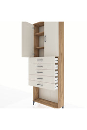 Arges Dolap 3 Raflı 5 Çekmeceli 2 Kapaklı 88x30x243 - S33M243V7A