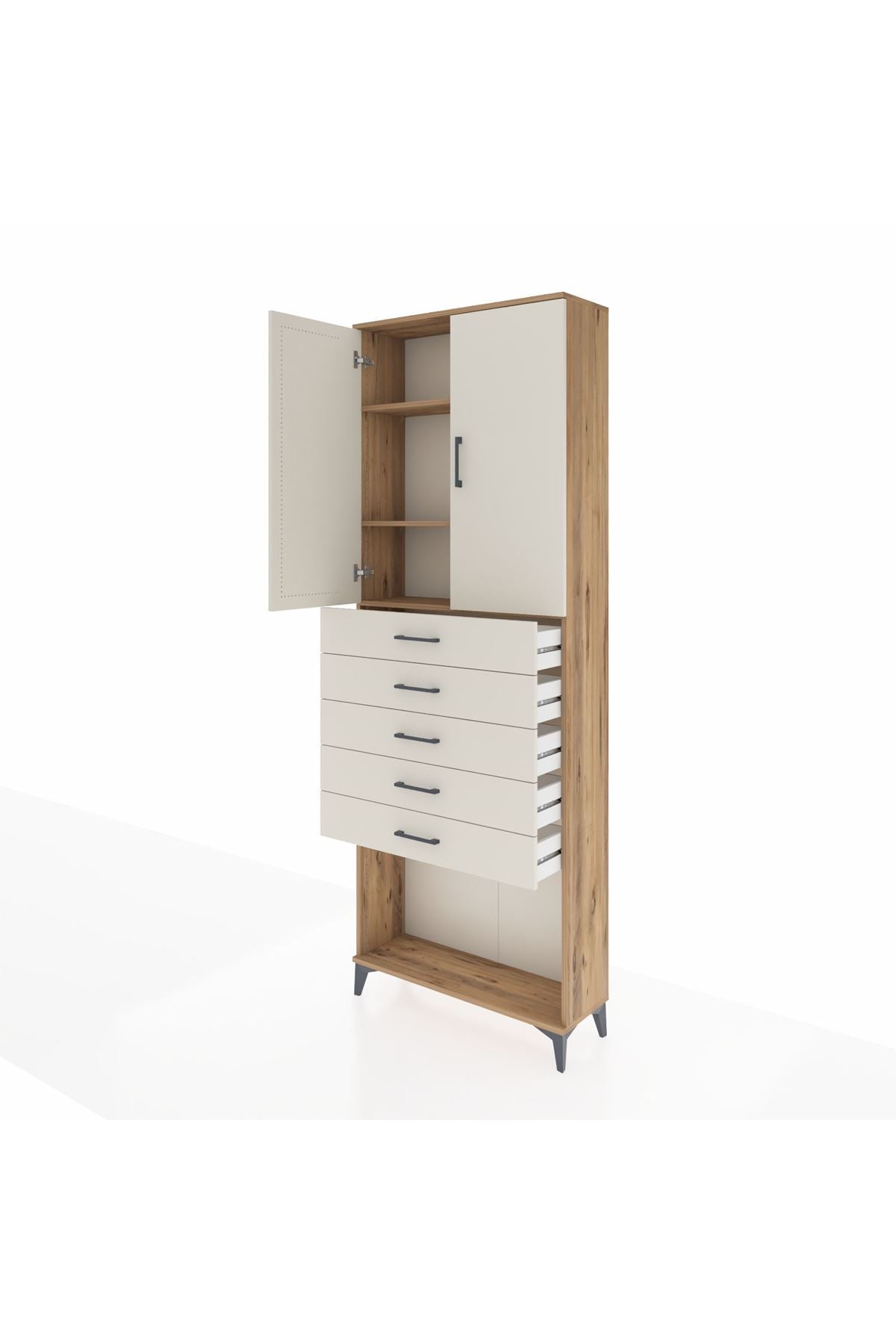 Arges Dolap 3 Raflı 5 Çekmeceli 2 Kapaklı 88x30x243 - S33M243V7A