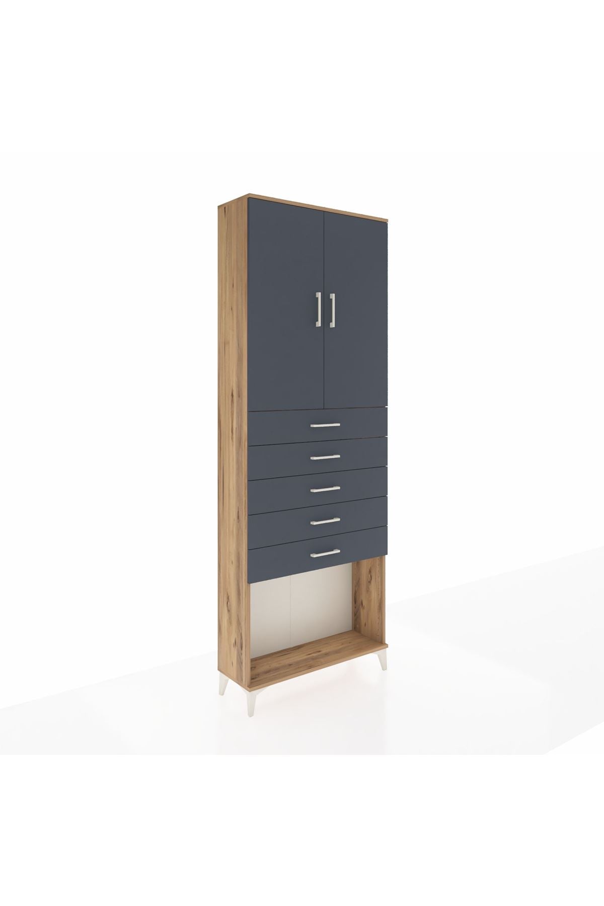 Arges Dolap 3 Raflı 5 Çekmeceli 2 Kapaklı 88x30x243 - S33M243V8A