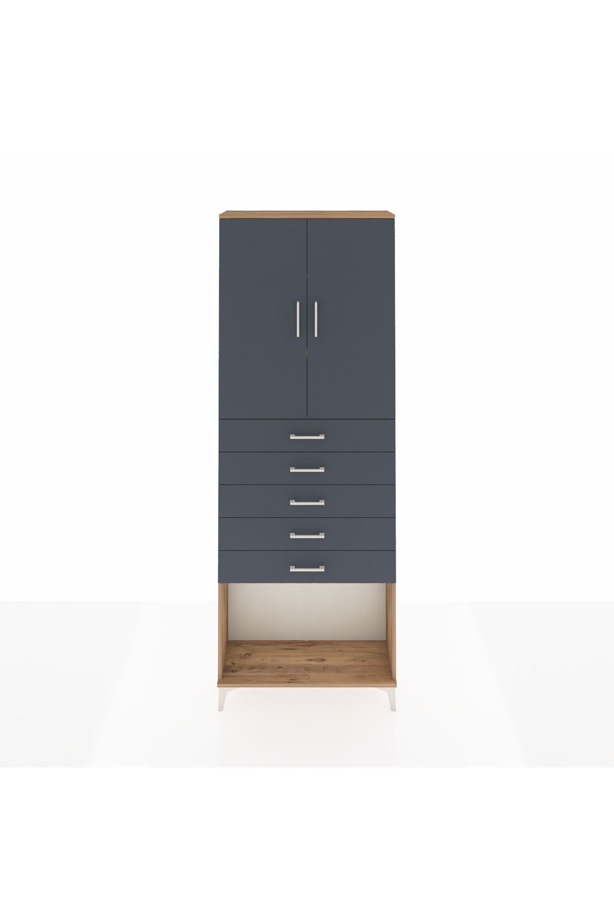 Arges Dolap 3 Raflı 5 Çekmeceli 2 Kapaklı 88x30x243 - S33M243V8A