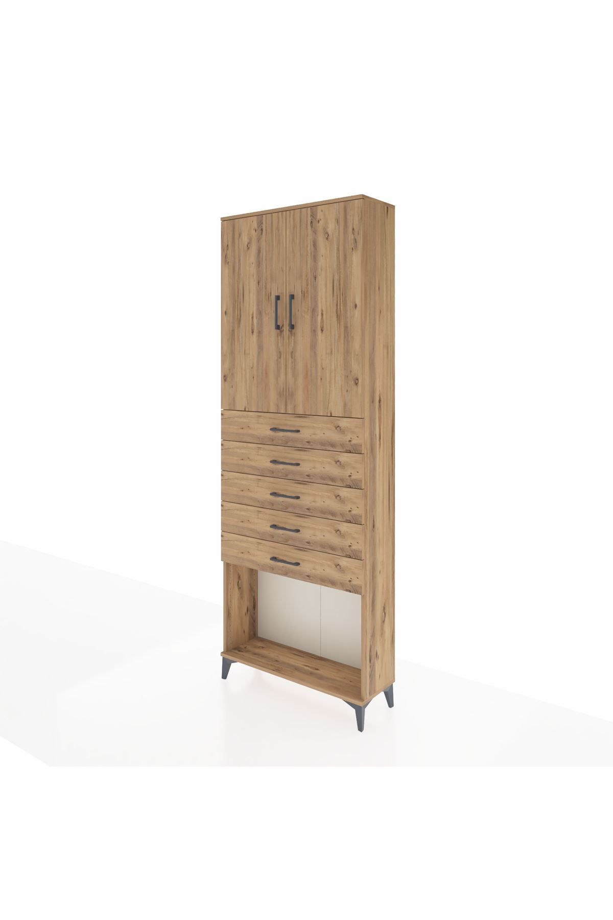 Arges Dolap 3 Raflı 5 Çekmeceli 2 Kapaklı 88x30x243 - S33M243V9A