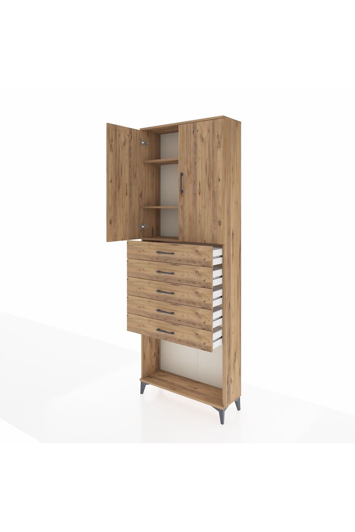 Arges Dolap 3 Raflı 5 Çekmeceli 2 Kapaklı 88x30x243 - S33M243V9A