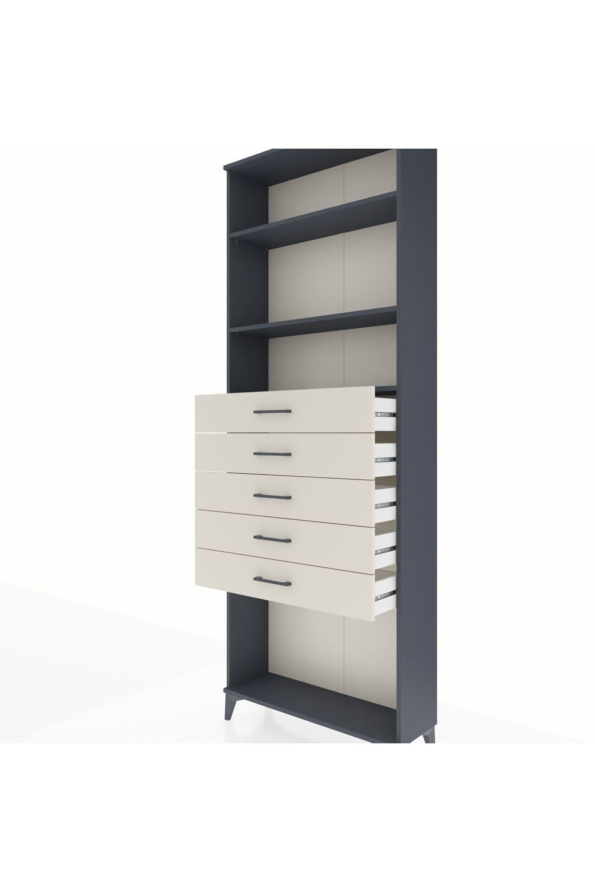 Arges Dolap 3 Raflı 5 Çekmeceli 88x30x243 - S33M244V4A