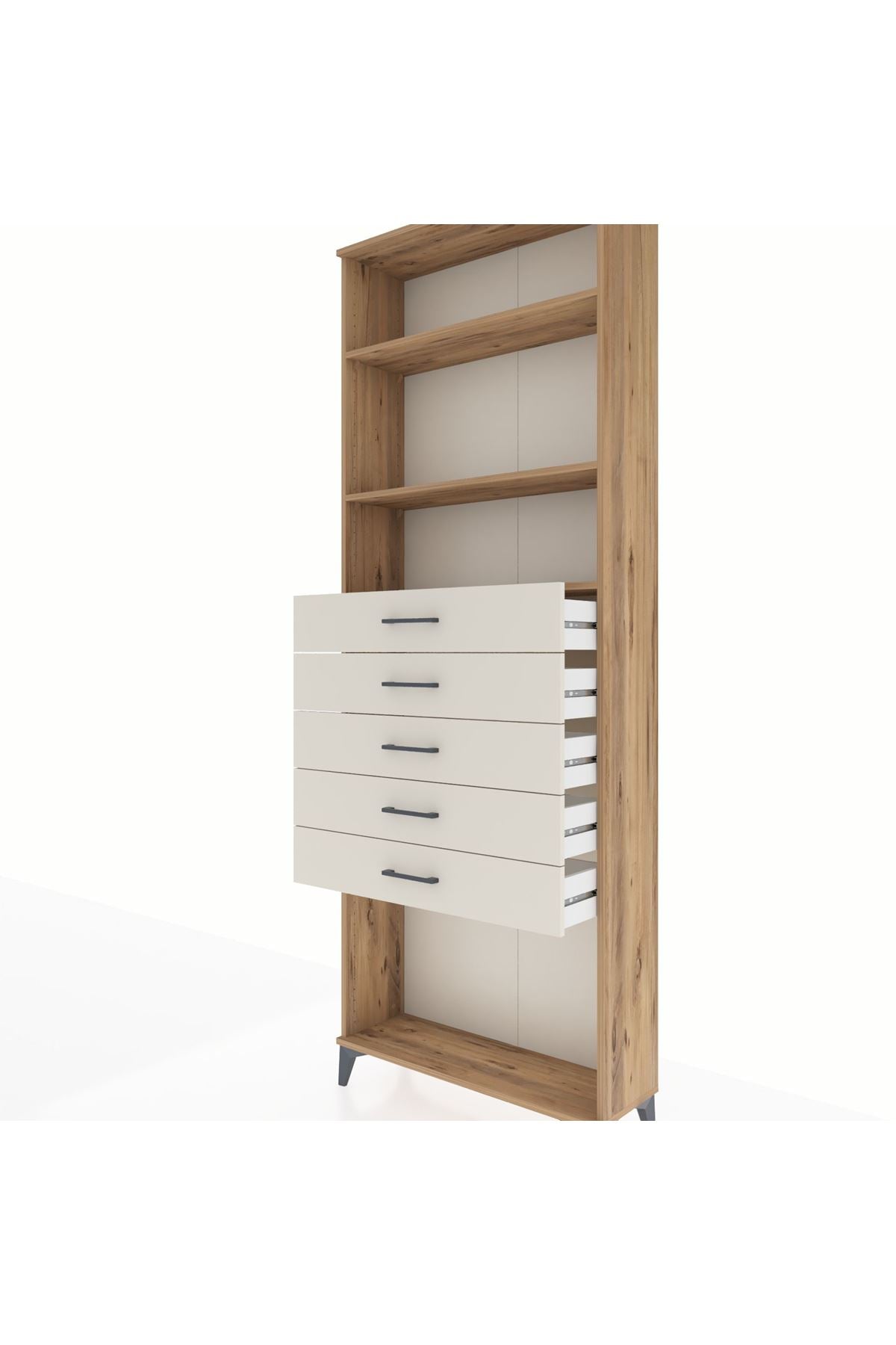 Arges Dolap 3 Raflı 5 Çekmeceli 88x30x243 - S33M244V7A