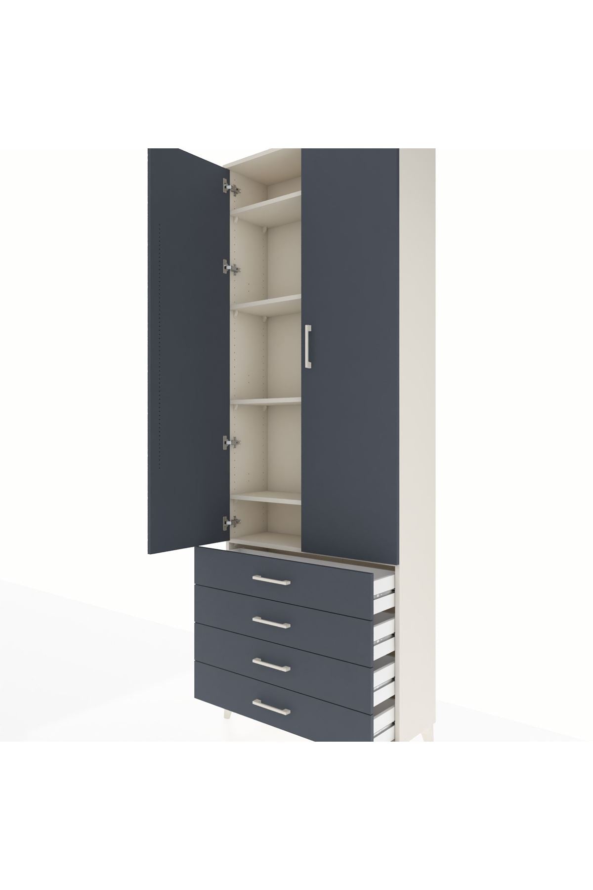 Arges Dolap 5 Raflı 4 Çekmeceli 2 Kapaklı 88x30x243 - S33M245V2A