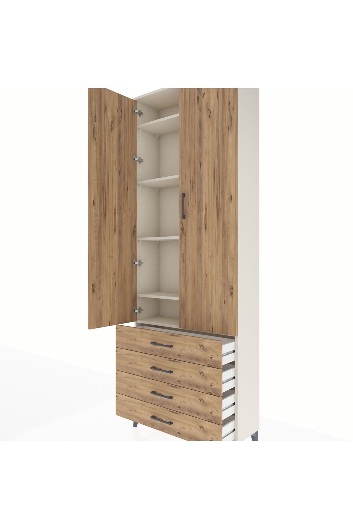 Arges Dolap 5 Raflı 4 Çekmeceli 2 Kapaklı 88x30x243 - S33M245V3A