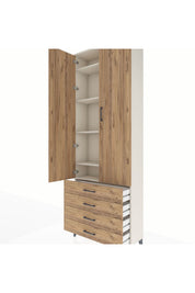 Arges Dolap 5 Raflı 4 Çekmeceli 2 Kapaklı 88x30x243 - S33M245V3A