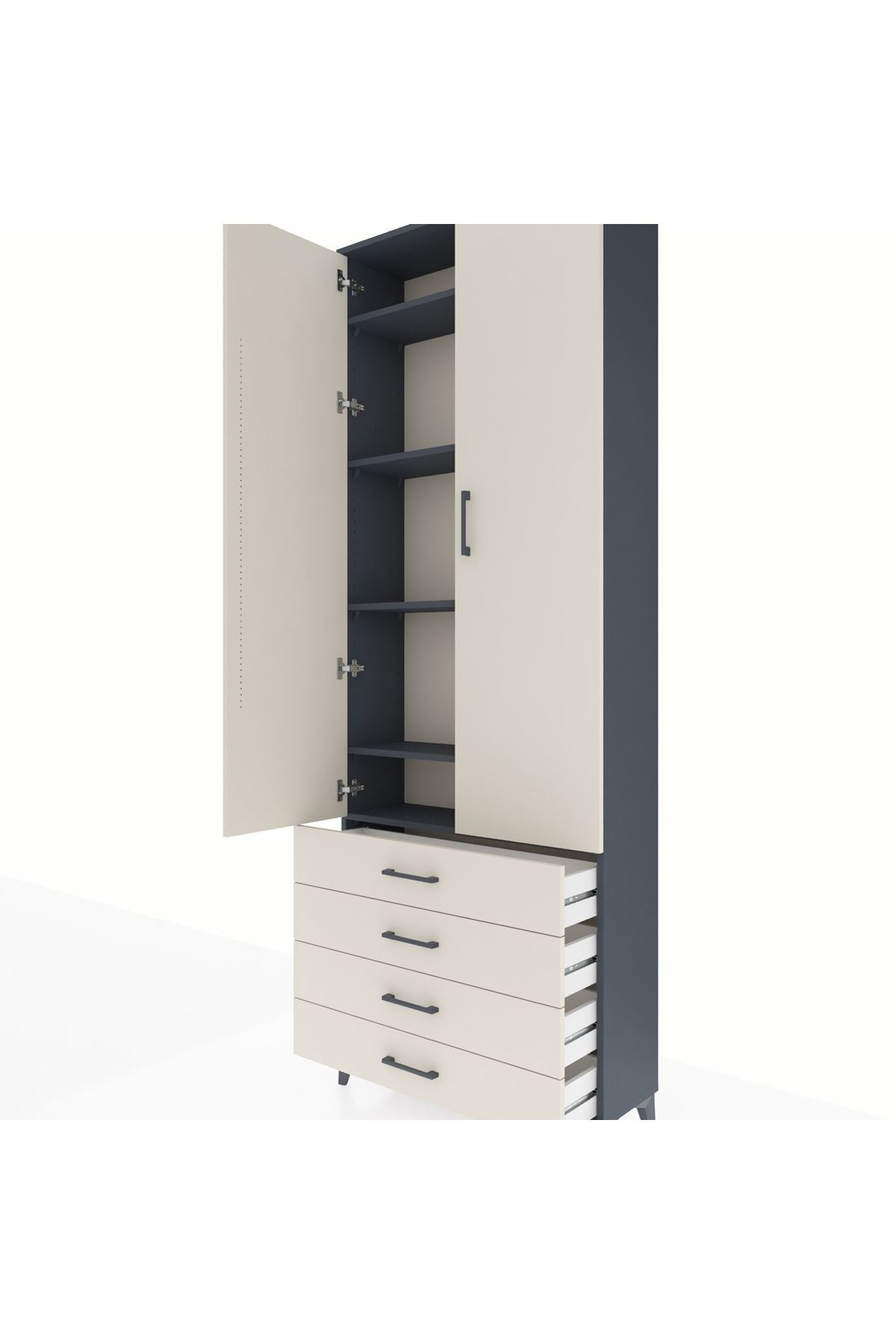 Arges Dolap 5 Raflı 4 Çekmeceli 2 Kapaklı 88x30x243 - S33M245V4A