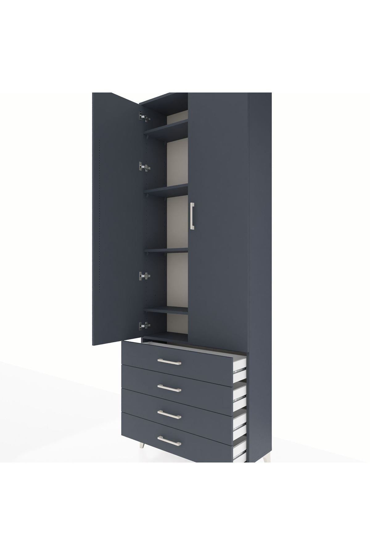 Arges Dolap 5 Raflı 4 Çekmeceli 2 Kapaklı 88x30x243 - S33M245V5A