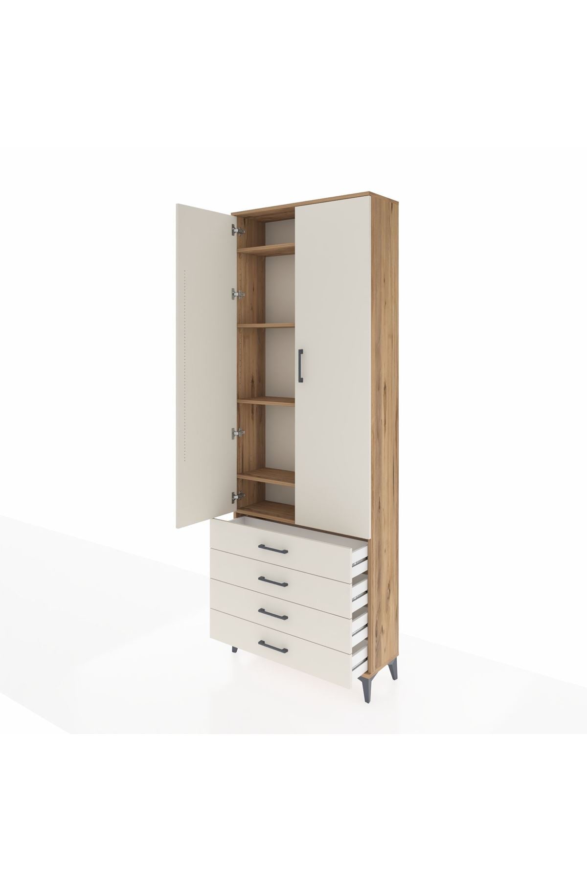Arges Dolap 5 Raflı 4 Çekmeceli 2 Kapaklı 88x30x243 - S33M245V7A