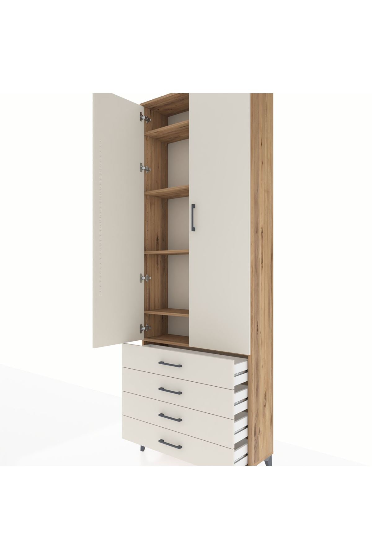 Arges Dolap 5 Raflı 4 Çekmeceli 2 Kapaklı 88x30x243 - S33M245V7A
