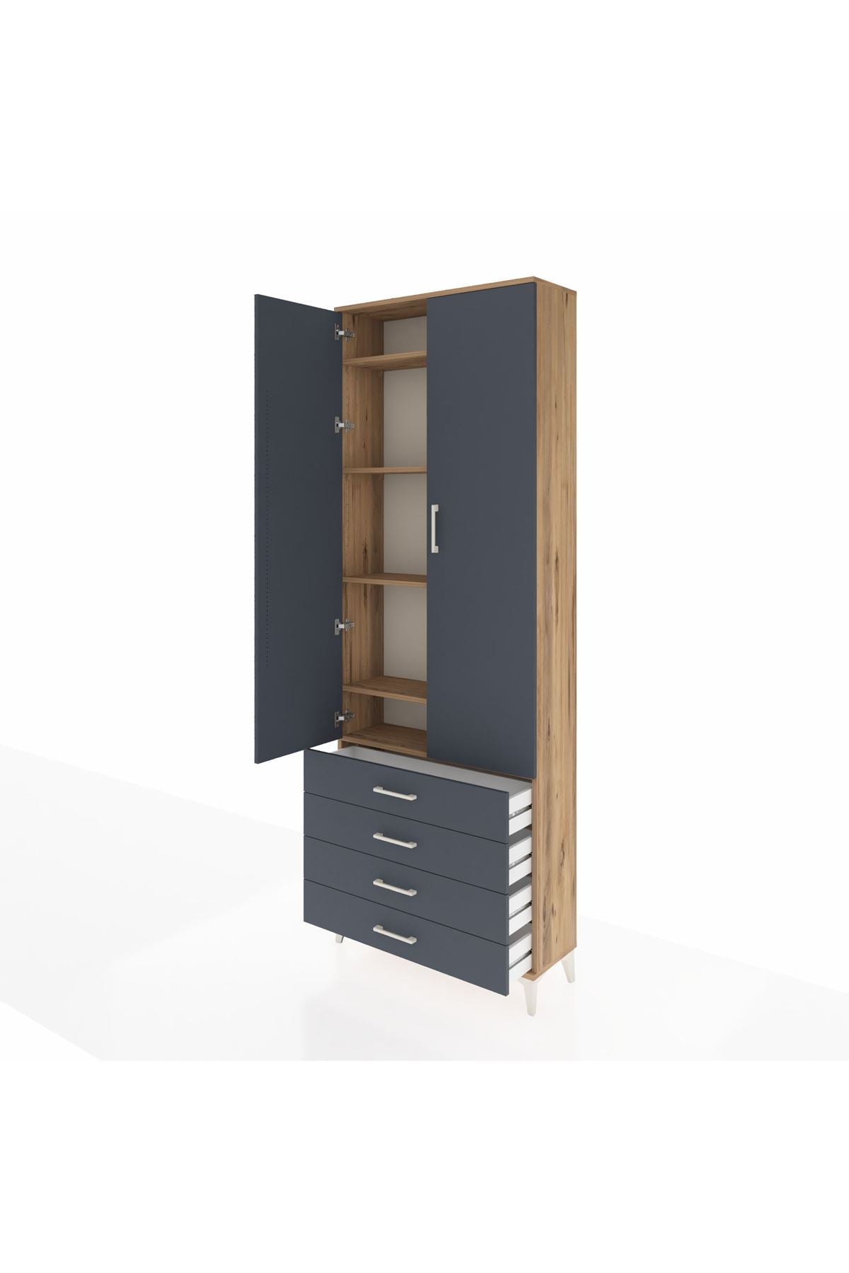 Arges Dolap 5 Raflı 4 Çekmeceli 2 Kapaklı 88x30x243 - S33M245V8A