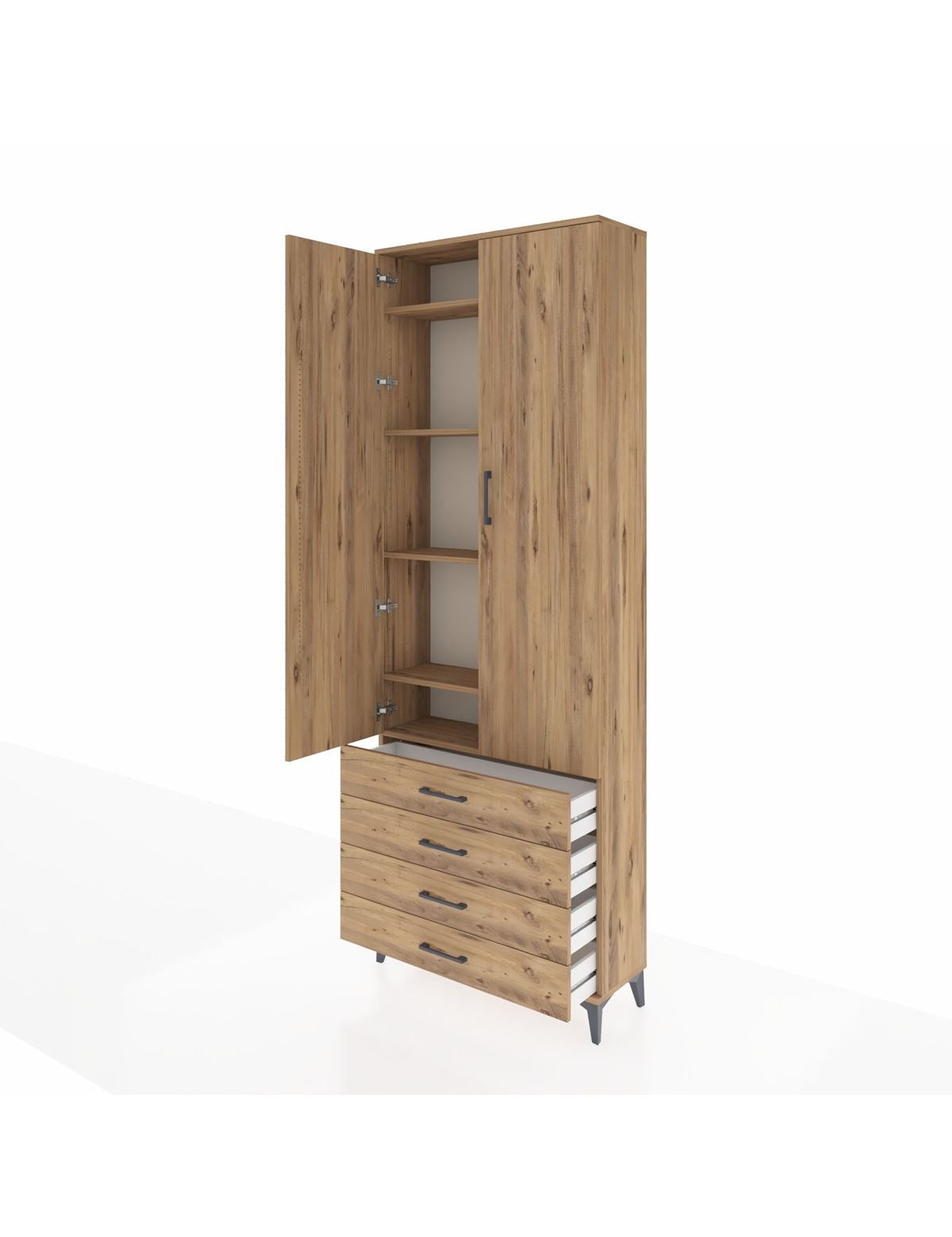 Arges Dolap 5 Raflı 4 Çekmeceli 2 Kapaklı 88x30x243 - S33M245V9A