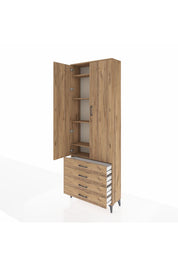 Arges Dolap 5 Raflı 4 Çekmeceli 2 Kapaklı 88x30x243 - S33M245V9A