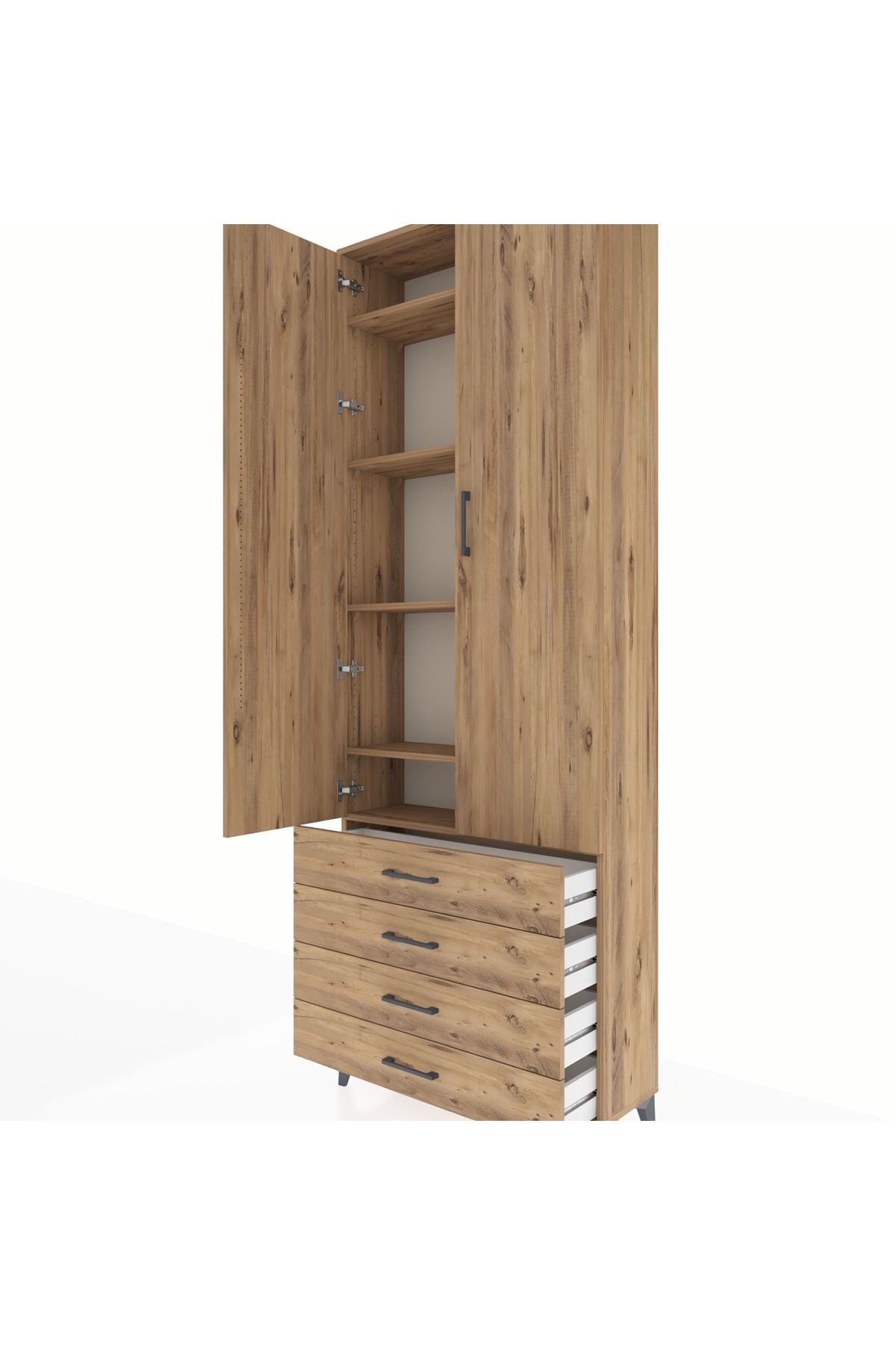Arges Dolap 5 Raflı 4 Çekmeceli 2 Kapaklı 88x30x243 - S33M245V9A