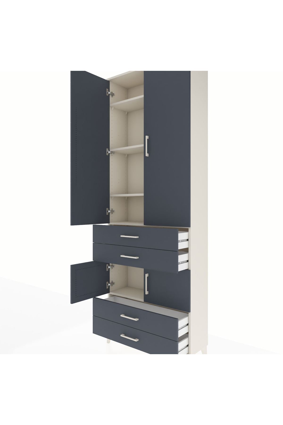 Arges Dolap 5 Raflı 4 Çekmeceli 4 Kapaklı 88x30x243 - S33M247V2A