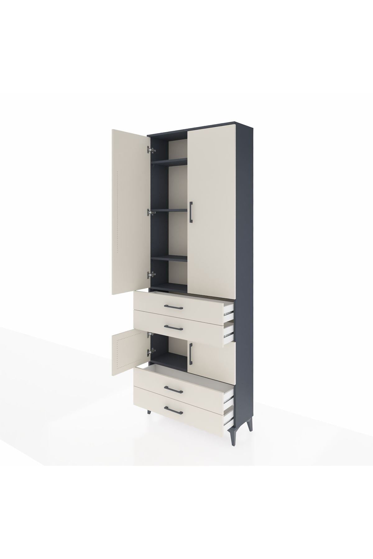 Arges Dolap 5 Raflı 4 Çekmeceli 4 Kapaklı 88x30x243 - S33M247V4A