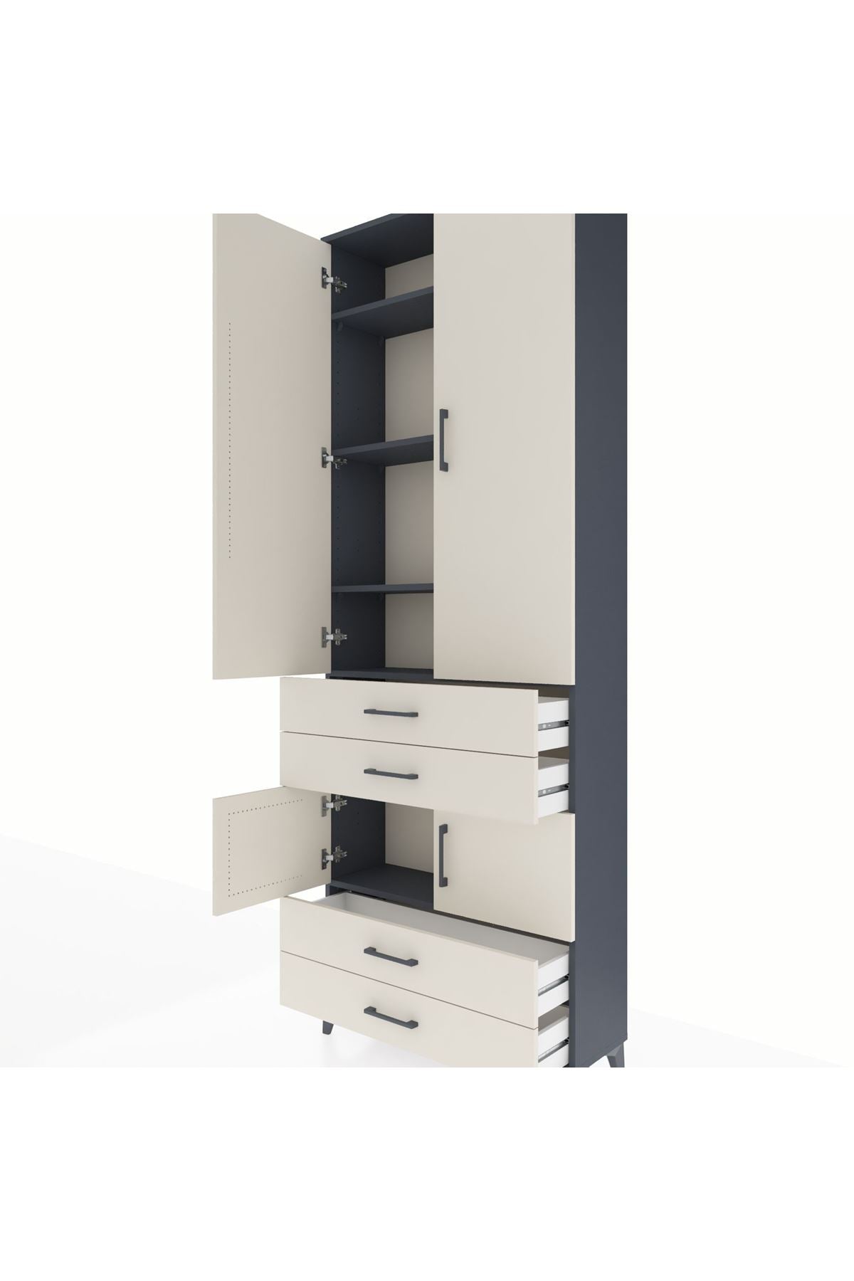 Arges Dolap 5 Raflı 4 Çekmeceli 4 Kapaklı 88x30x243 - S33M247V4A