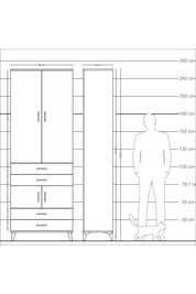 Arges Dolap 5 Raflı 4 Çekmeceli 4 Kapaklı 88x30x243 - S33M247V4A