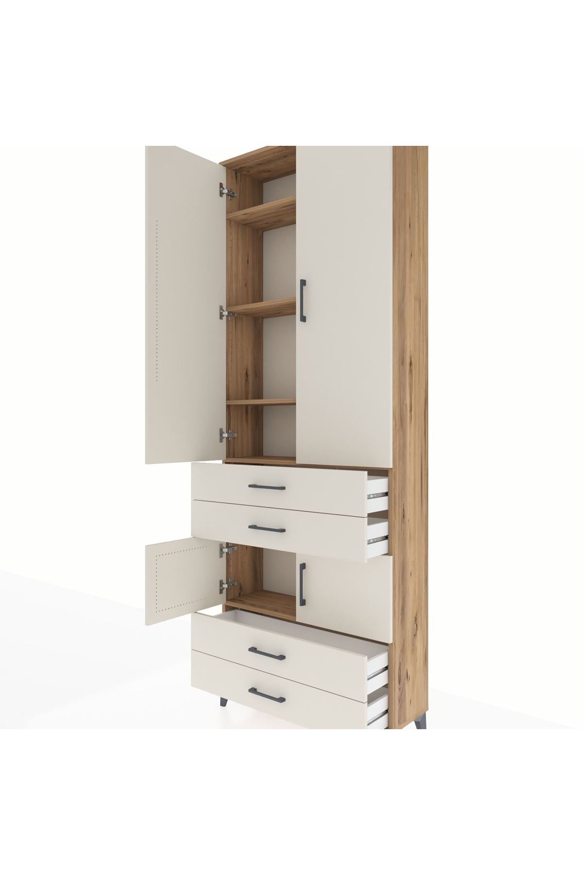Arges Dolap 5 Raflı 4 Çekmeceli 4 Kapaklı 88x30x243 - S33M247V7A