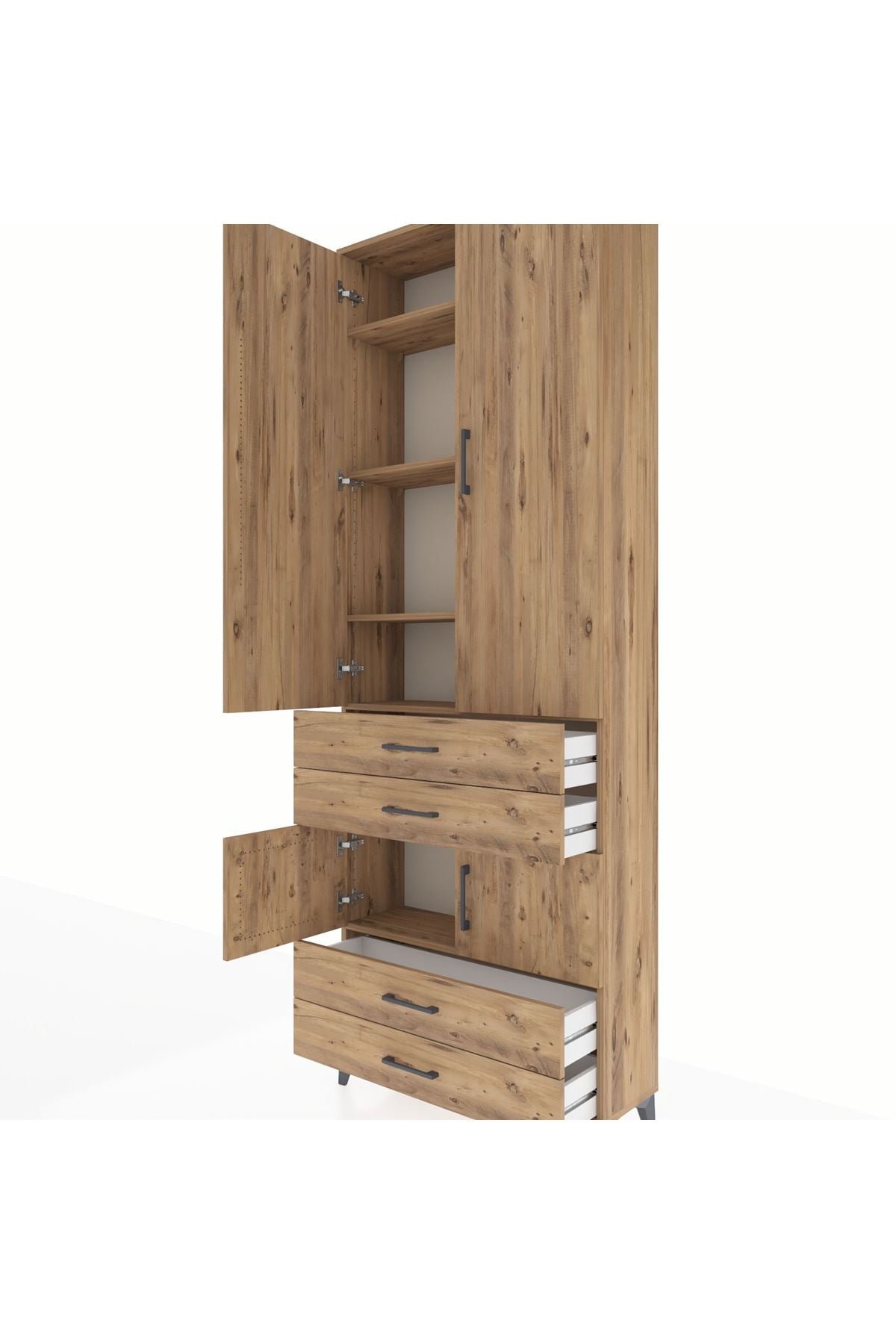 Arges Dolap 5 Raflı 4 Çekmeceli 4 Kapaklı 88x30x243 - S33M247V9A