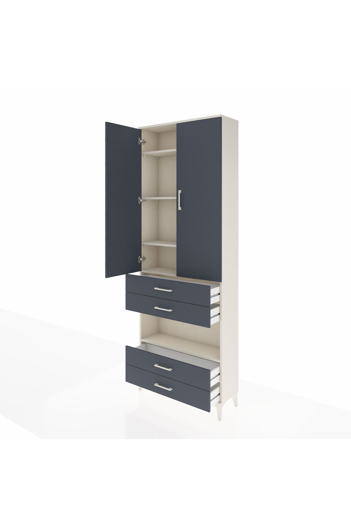 Arges Dolap 5 Raflı 4 Çekmeceli 2 Kapaklı 88x30x243 - S33M249V2A