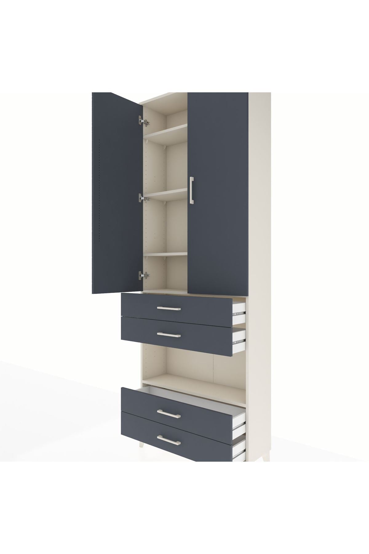 Arges Dolap 5 Raflı 4 Çekmeceli 2 Kapaklı 88x30x243 - S33M249V2A