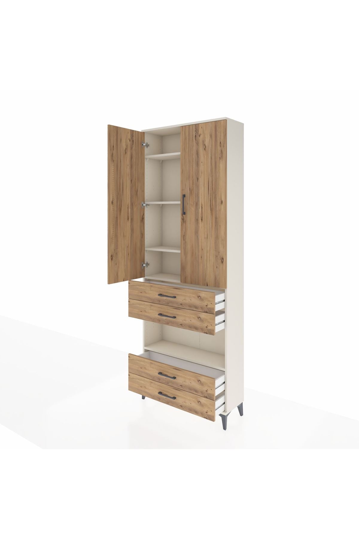 Arges Dolap 5 Raflı 4 Çekmeceli 2 Kapaklı 88x30x243 - S33M249V3A