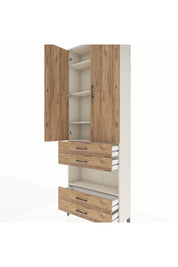 Arges Dolap 5 Raflı 4 Çekmeceli 2 Kapaklı 88x30x243 - S33M249V3A