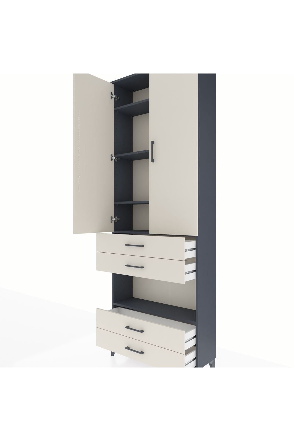 Arges Dolap 5 Raflı 4 Çekmeceli 2 Kapaklı 88x30x243 - S33M249V4A