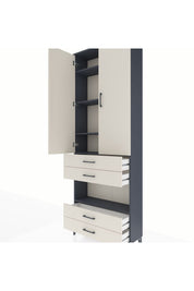 Arges Dolap 5 Raflı 4 Çekmeceli 2 Kapaklı 88x30x243 - S33M249V4A