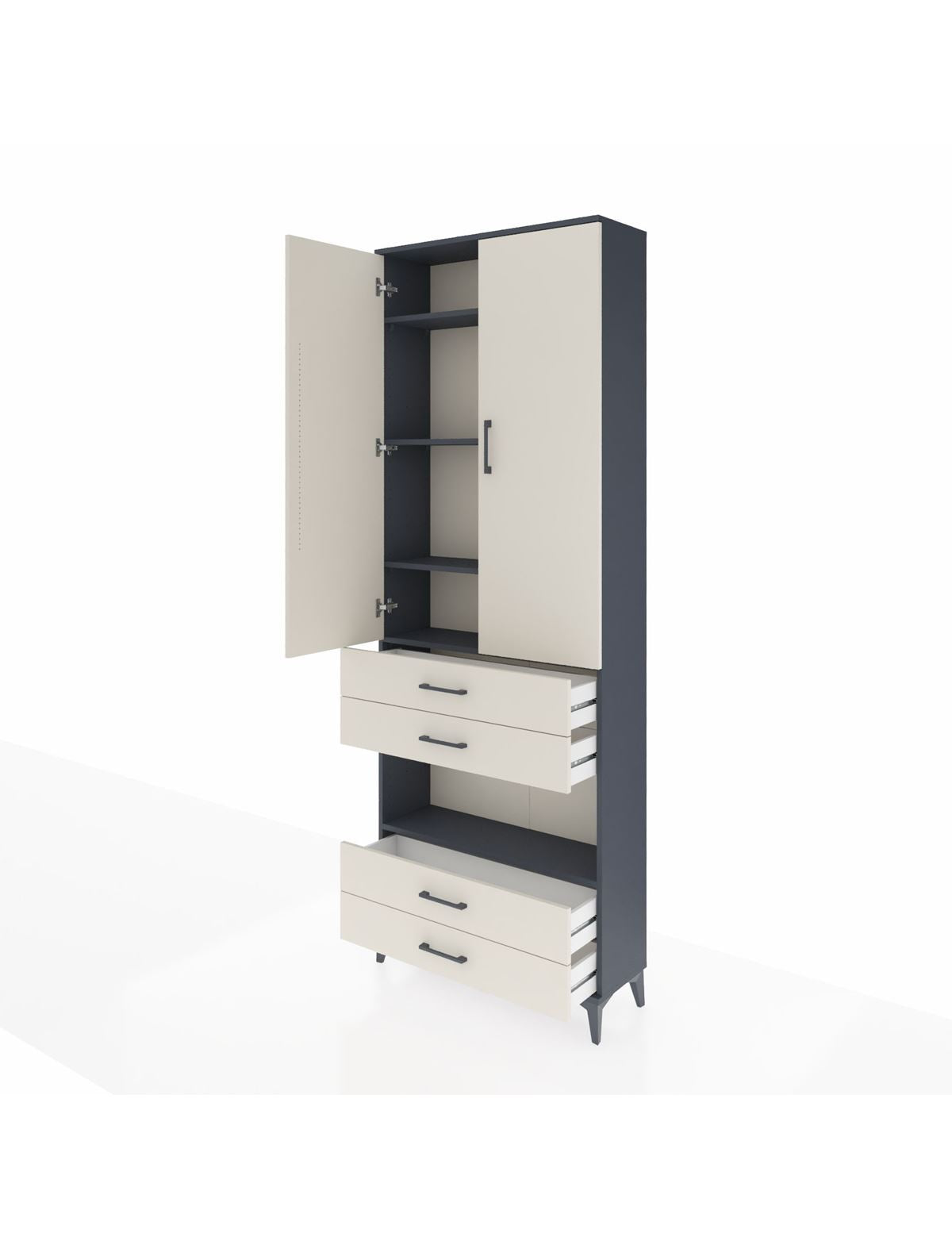 Arges Dolap 5 Raflı 4 Çekmeceli 2 Kapaklı 88x30x243 - S33M249V4A
