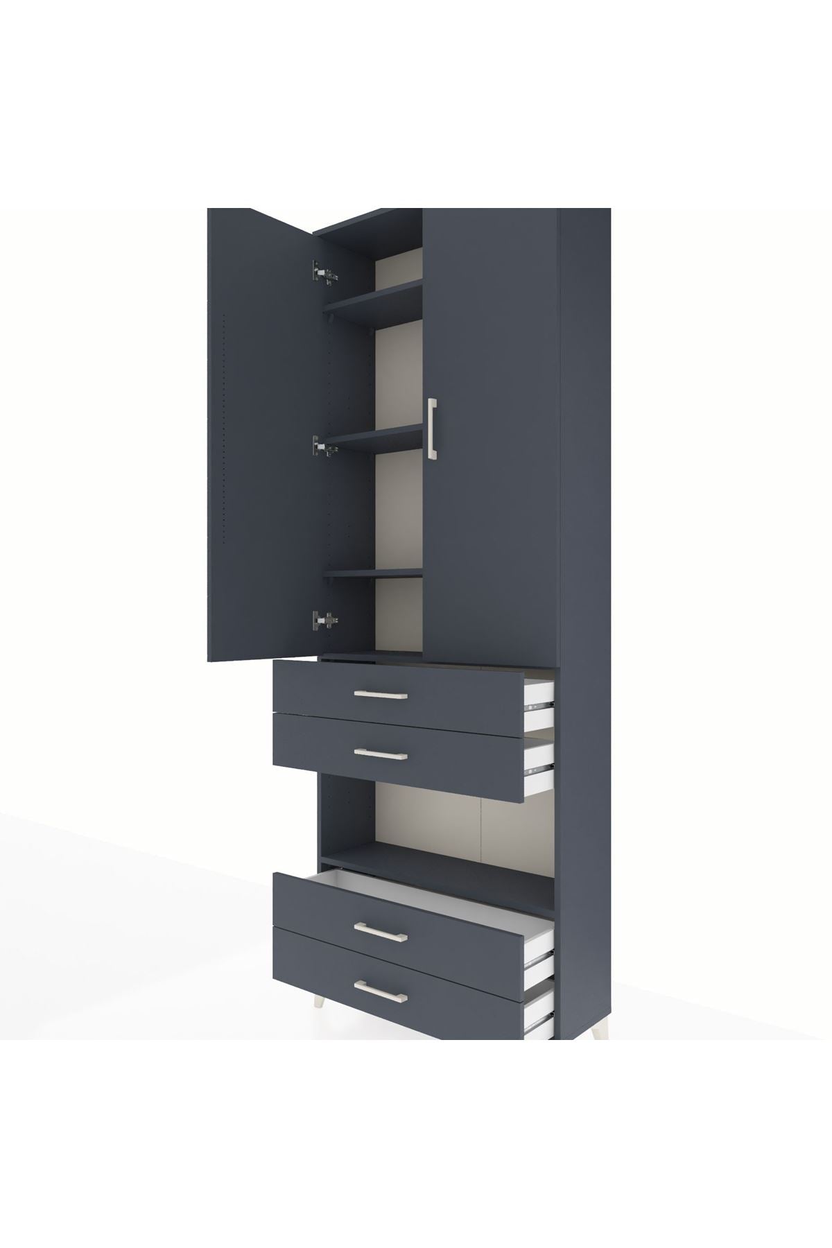 Arges Dolap 5 Raflı 4 Çekmeceli 2 Kapaklı 88x30x243 - S33M249V5A