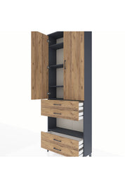 Arges Dolap 5 Raflı 4 Çekmeceli 2 Kapaklı 88x30x243 - S33M249V6A