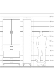 Arges Dolap 5 Raflı 4 Çekmeceli 2 Kapaklı 88x30x243 - S33M249V6A