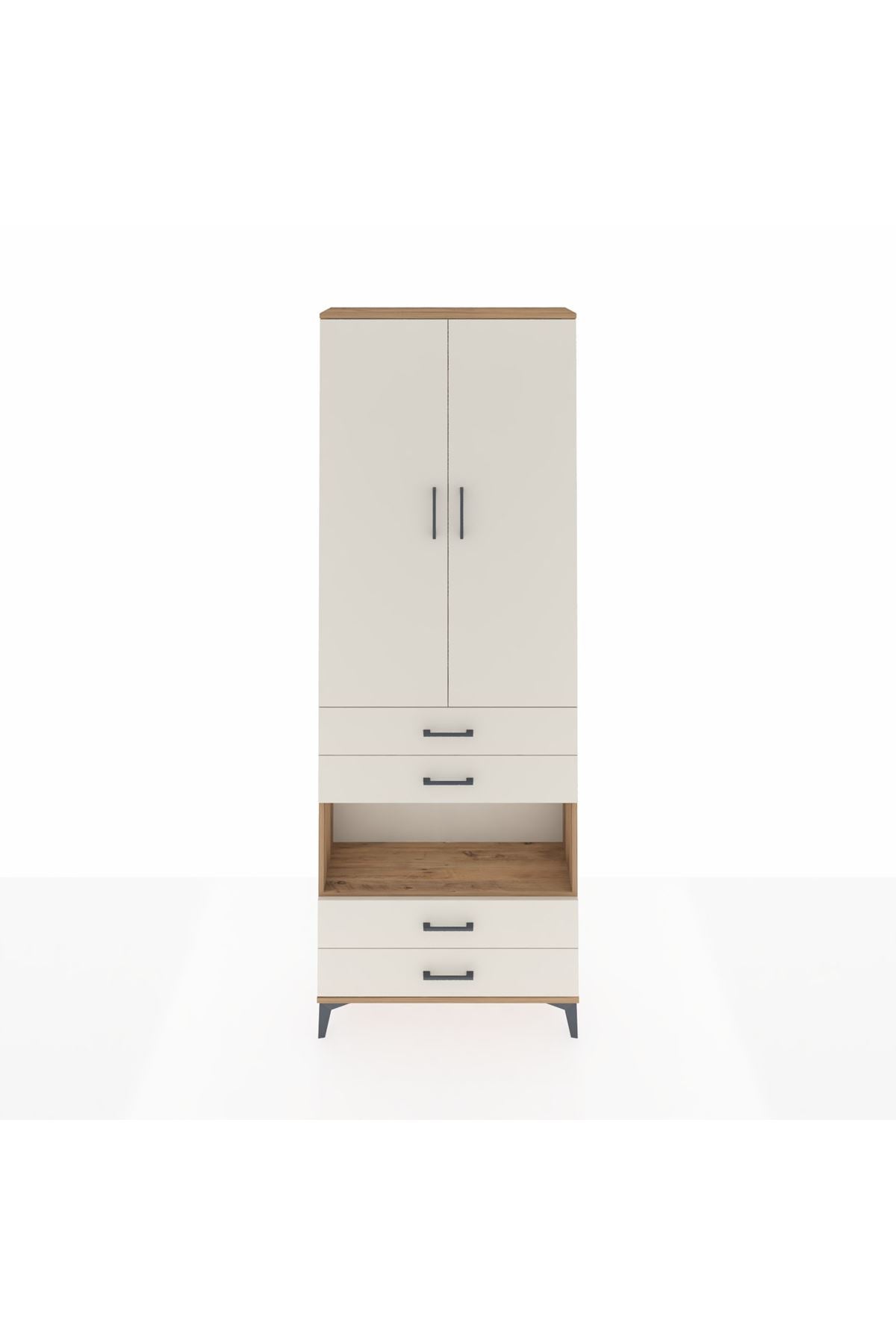 Arges Dolap 5 Raflı 4 Çekmeceli 2 Kapaklı 88x30x243 - S33M249V7A