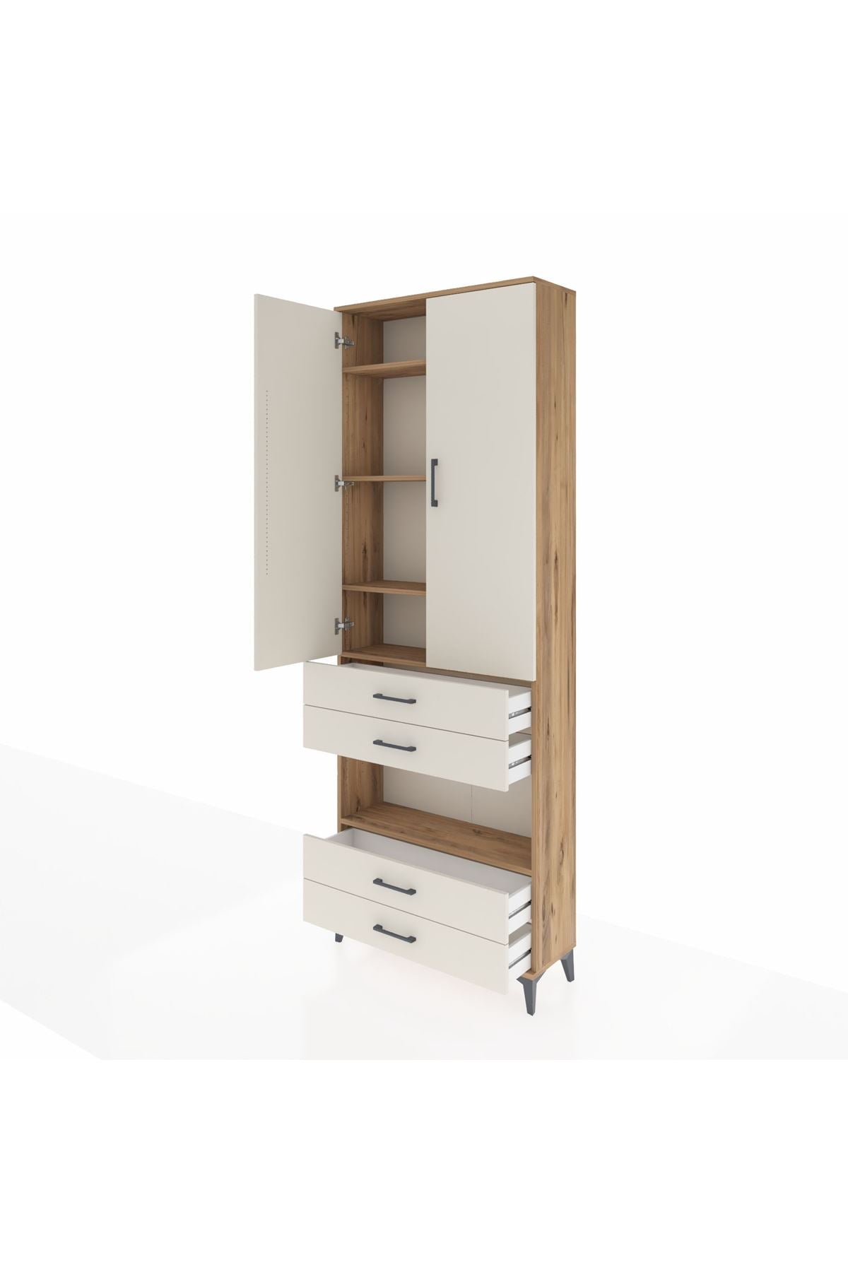 Arges Dolap 5 Raflı 4 Çekmeceli 2 Kapaklı 88x30x243 - S33M249V7A