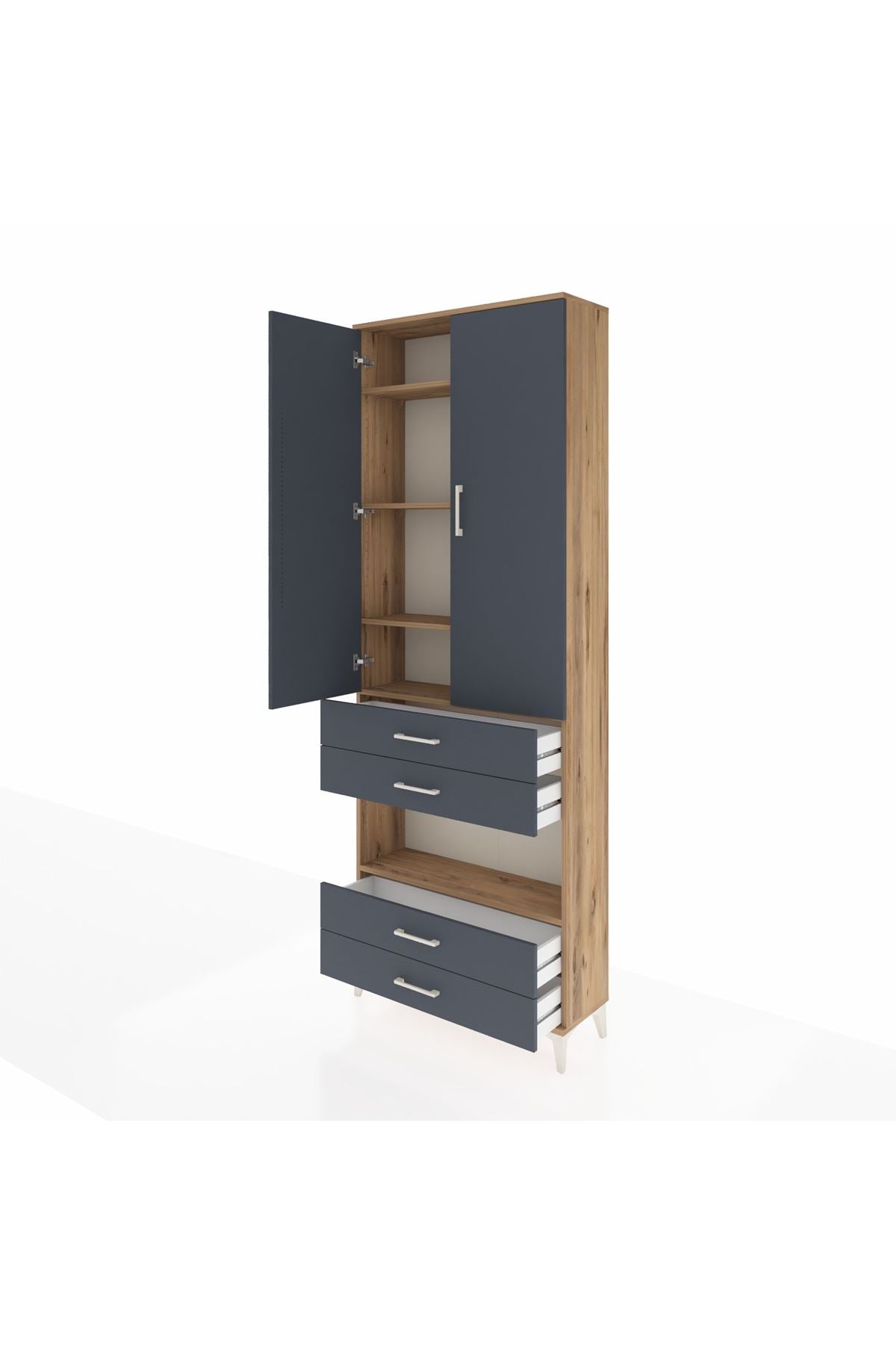 Arges Dolap 5 Raflı 4 Çekmeceli 2 Kapaklı 88x30x243 - S33M249V8A